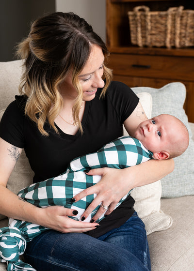 Emerald Gingham 2-Sided Swaddle