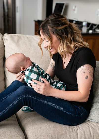 Emerald Gingham 2-Sided Swaddle