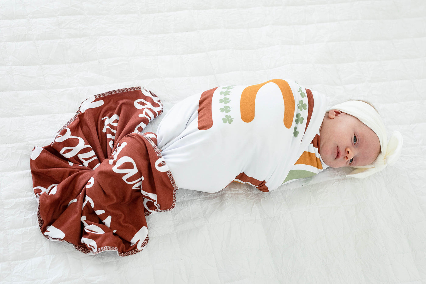 Boho Rainbow Shamrock 2-Sided Swaddle