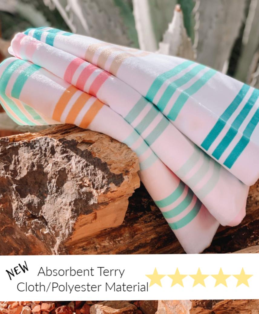 Stripe Initial Beach Towel - Choose Your Color!