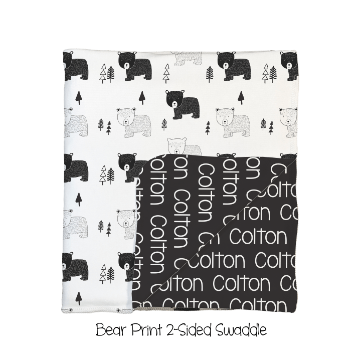 Bear Print 2-Sided Swaddle