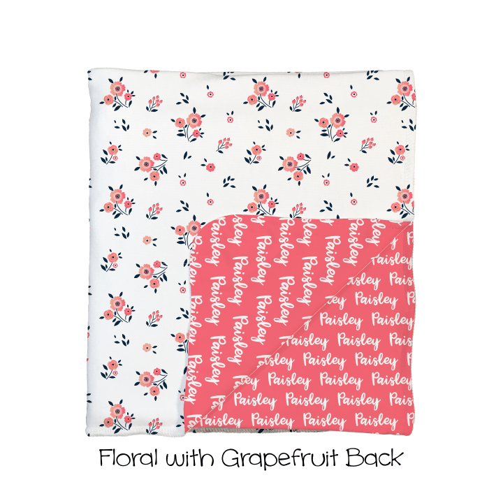 Grapefruit Color Floral 2-Sided Swaddle