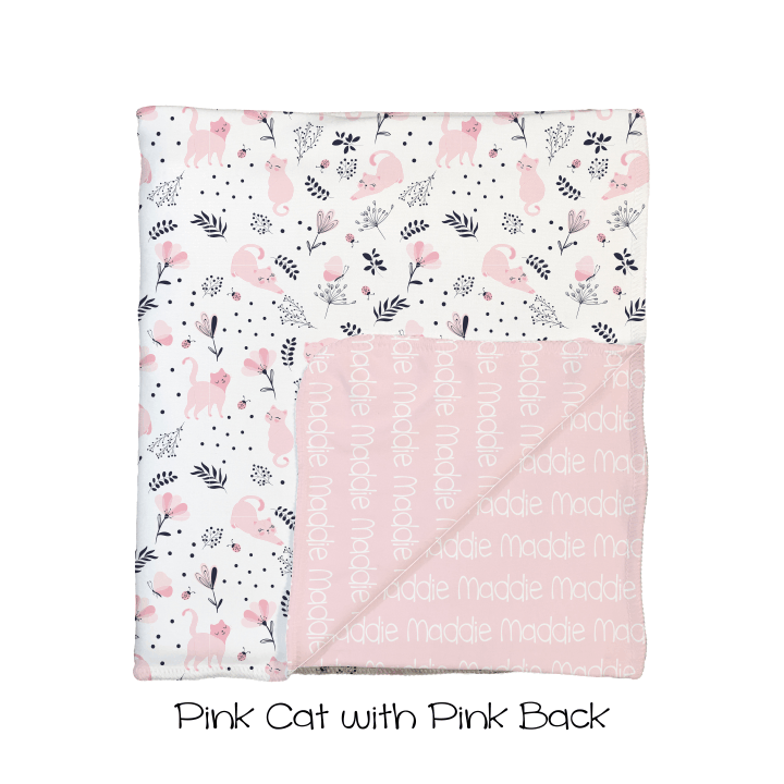 Pink Cat 2-Sided Swaddle