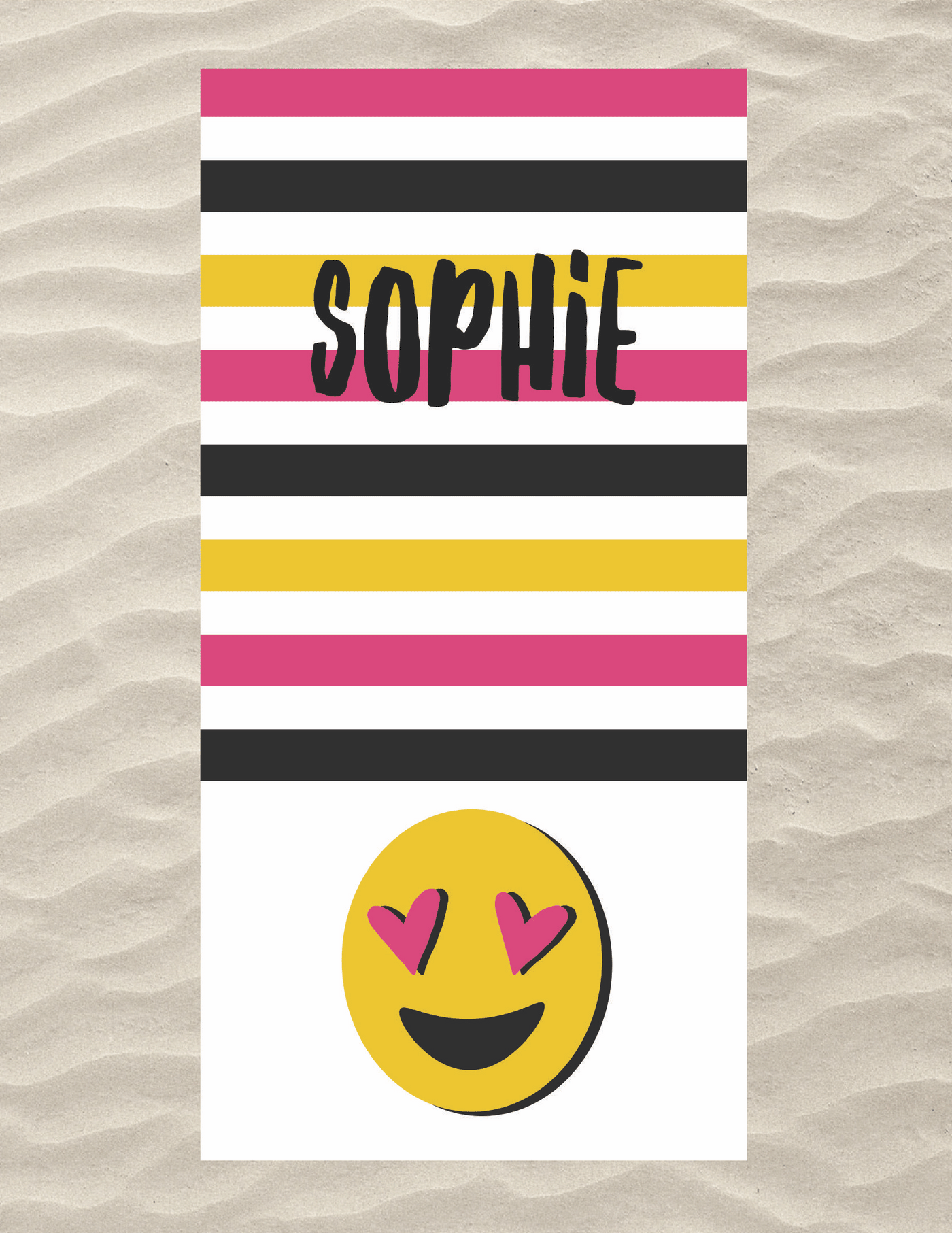 Heart Eye Emoji Beach Towel