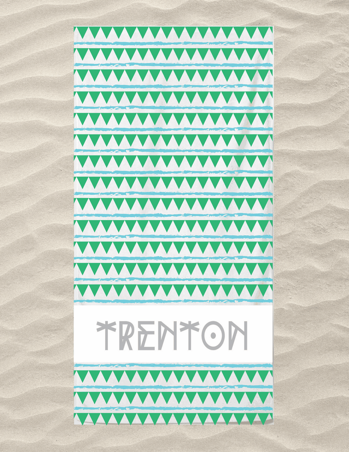 Triangle Blue & Green Beach Towel